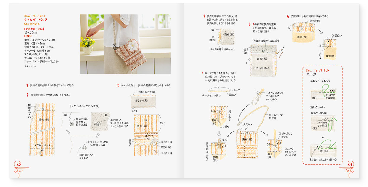 冊子|手作りレシピ『fil vol.31』フジックス|page-12-13|ショルダーバッグの作り方