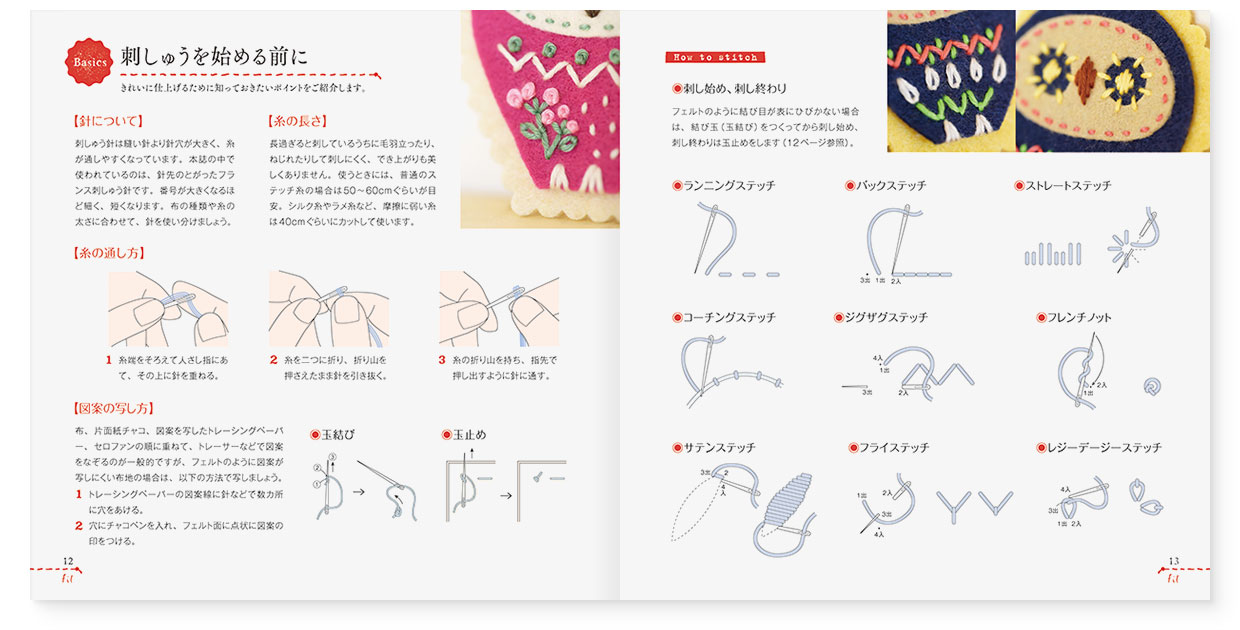 冊子｜手作りレシピ『fil vol.41』 フジックス｜page-12-13｜刺繍を始める前に