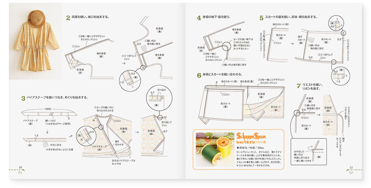 冊子|手作りレシピ『fil vol.42』フジックス|page-10-11 冊子|手作りレシピ『fil vol.42』フジックス|page-10-11|ワンピースコート、チュニックコート:作り方