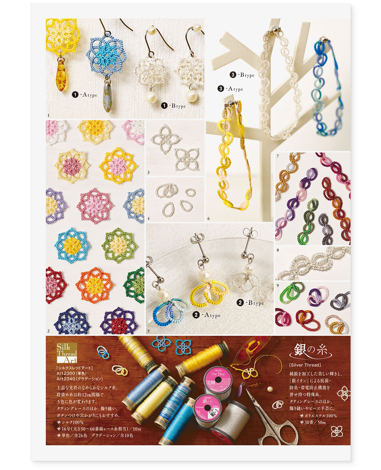 冊子｜手作りレシピ『itoto 2021』フジックス｜観音折り面｜page-02｜タティングレースのアクセサリー