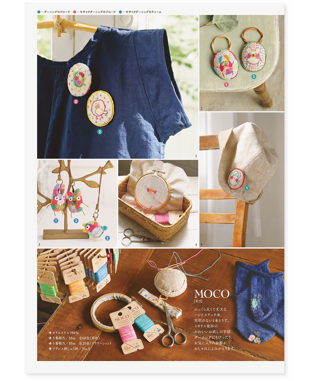 冊子|手作りレシピ『itoto 2022』フジックス|観音折り面|page-02 冊子|手作りレシピ『itoto 2022』フジックス|観音折り面|page-02|ダーニングの動物ブローチ