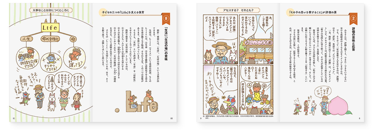 MOOK『Shiomi’s eyes ゆるゆる学ぶ 保育の質と指針・要領』｜page-08-09｜page-20-21